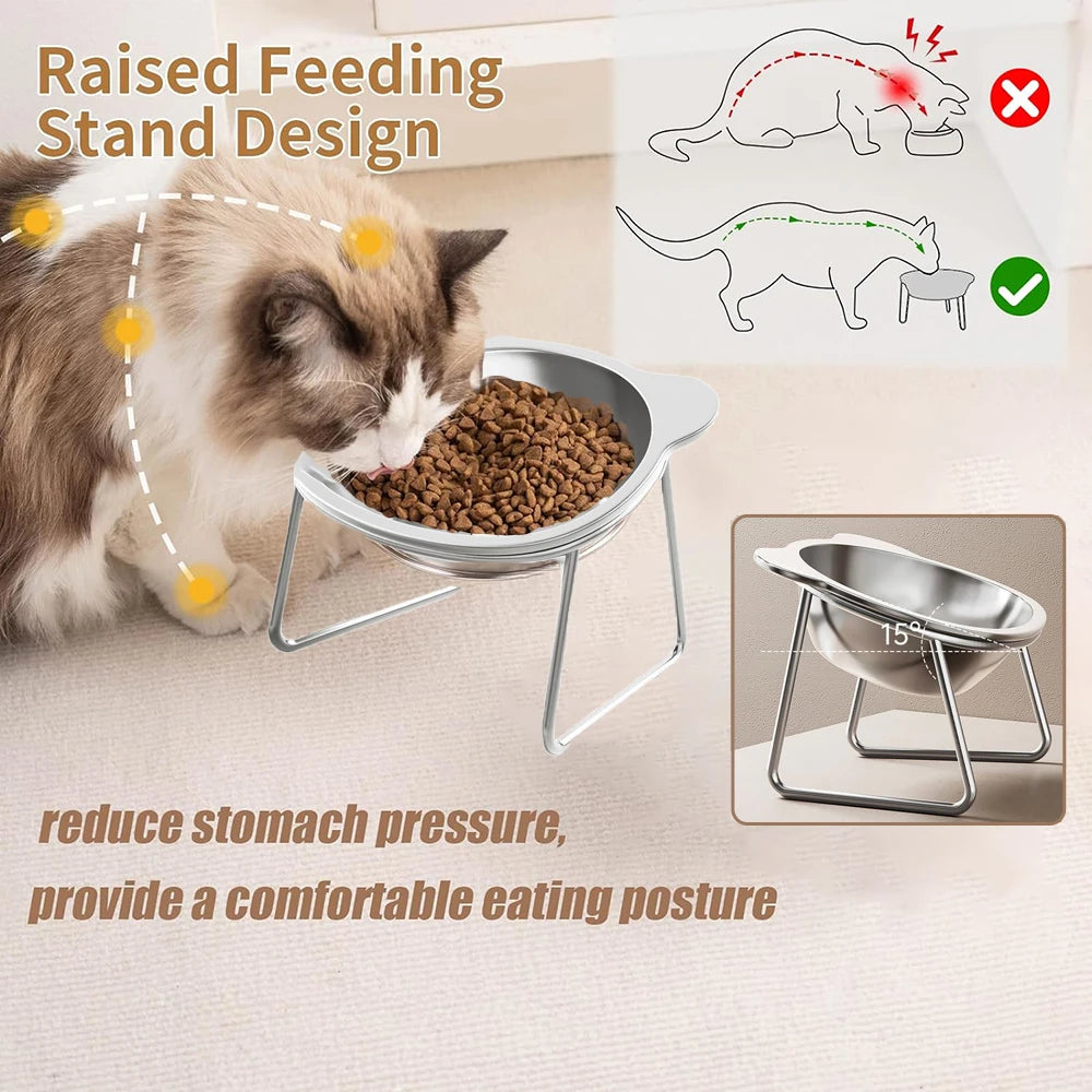 Cat Bowl Stainless Steel Cat Food Bowls with Metal Stand Food and Water Dish for Cats Kitten Puppies Feeders Cat Supplies