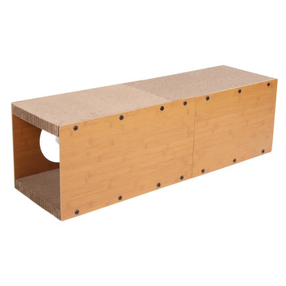 Cat Tunnel Bed Corrugated Paper Sturdy Constuction Scratch Resistance Multipurpose Comfortable Cat Scratcher House for Indoor