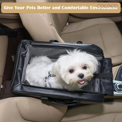 Dog Car Seat Puppy Booster Seat Fits Small Dogs Removable Cushion Safety Hook Installs on Armrest Console Breathable