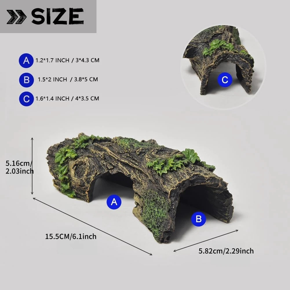 Aquarium Hollow Tree Tunnel Cave Ornament Fish Shrimp Reptile Hiding Shelter Fish Tank Decorations Small Fishbowl Accessories