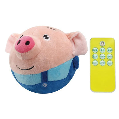 Cartoon Pig Active Moving Plush Toy for Dogs – Washable, USB Rechargeable, Interactive Talking Moving Ball Toy
