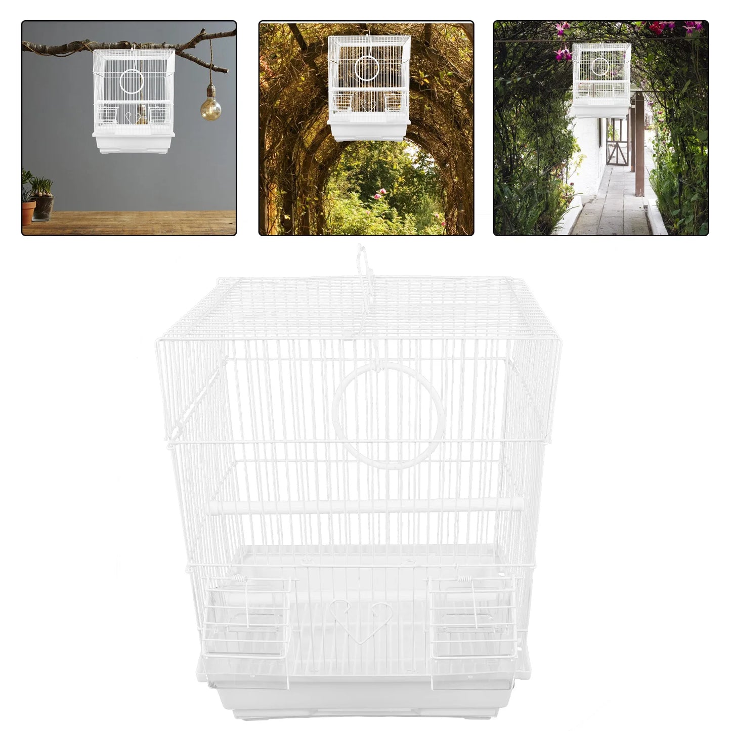 Iron Birdcage White Portable Wire Parrot Cage For Outing Pet Bird Cage Breathing Space Bird Cages Nests Pet Products