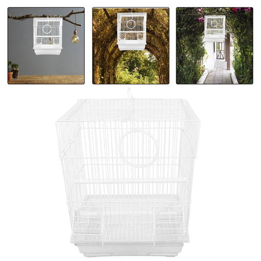 Iron Birdcage White Portable Wire Parrot Cage For Outing Pet Bird Cage Breathing Space Bird Cages Nests Pet Products
