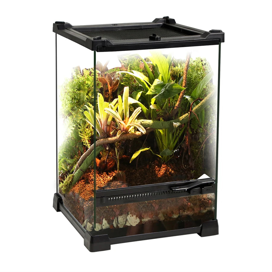 Tempered glass reptile terrarium,suitable for geckos, lizards, tarantula,spiders,horned frogs, turtles, snakes, etc.
