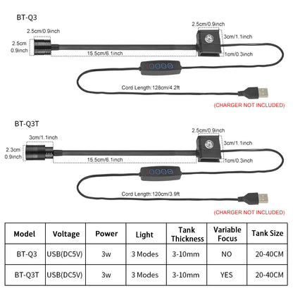 USB Aquarium Light Lighting plants Grow Light Super Slim LED 3W Aquatic Plant Lighting Waterproof Clip-on Lamp For Fish Tank