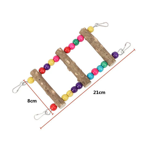 3/5/7 Ladder Birds Pet Parrot Ladders Climbing Toy Natural Wood Hanging Colorful Ball Toy for Conures Parakeets Cockatiels D9253