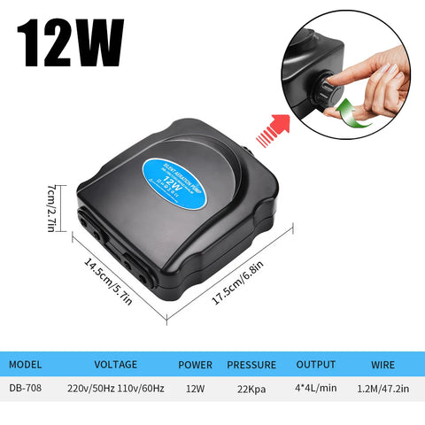 Adjustable Aquarium Air Pump 110V~220V Air Pump 3W~12W For Bedroom Fish Tank Silent Oxygen Pump Air Compressor