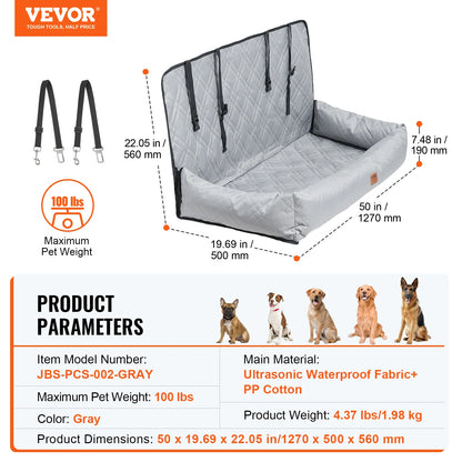 SucceBuy Dog Car Seat Waterproof Dog Booster Seat Pet Car Seat with Clip-On Safety Leash PP Cotton Car Bed for Medium Large Dog