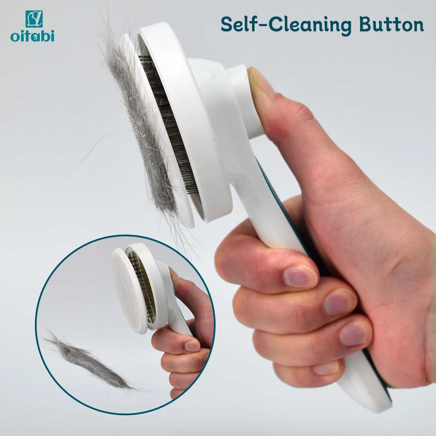Oitabi Self Cleaning Brush for Dogs and Cats, Pet Hair Brush for Shedding Long & Short Hair, Easy Clean Retractable Hair Removal