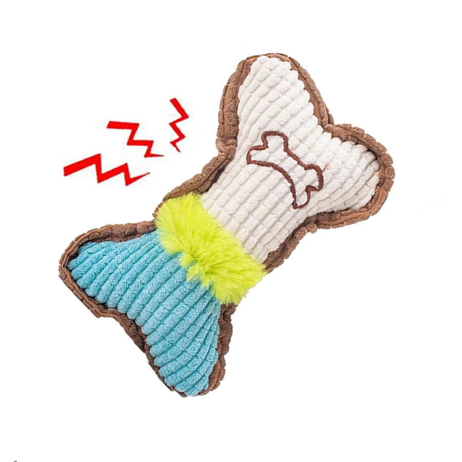 1pc Dog Squeaky Toys, Bones Plush Dogs Chew Toy for Small Medium Breed Puppy Aggressive Chewer Pets Puppy Playing Cleaning Teeth