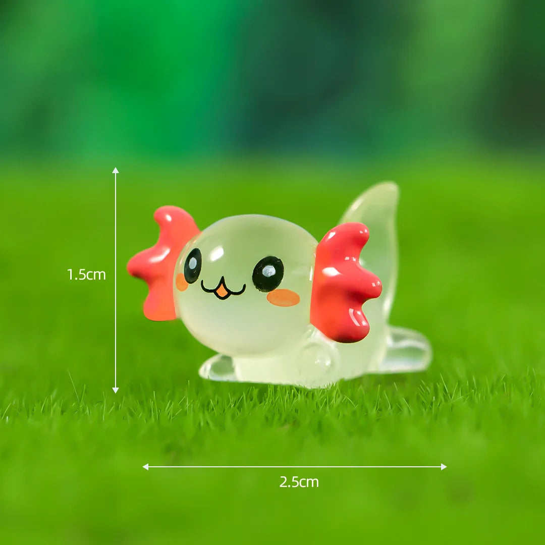 8-15PCS Luminous Axolotl Miniatures Ambystoma Mexicanum Glow At Night Moss Microlandscape Decoration Cute Animals Fish Tank DIY