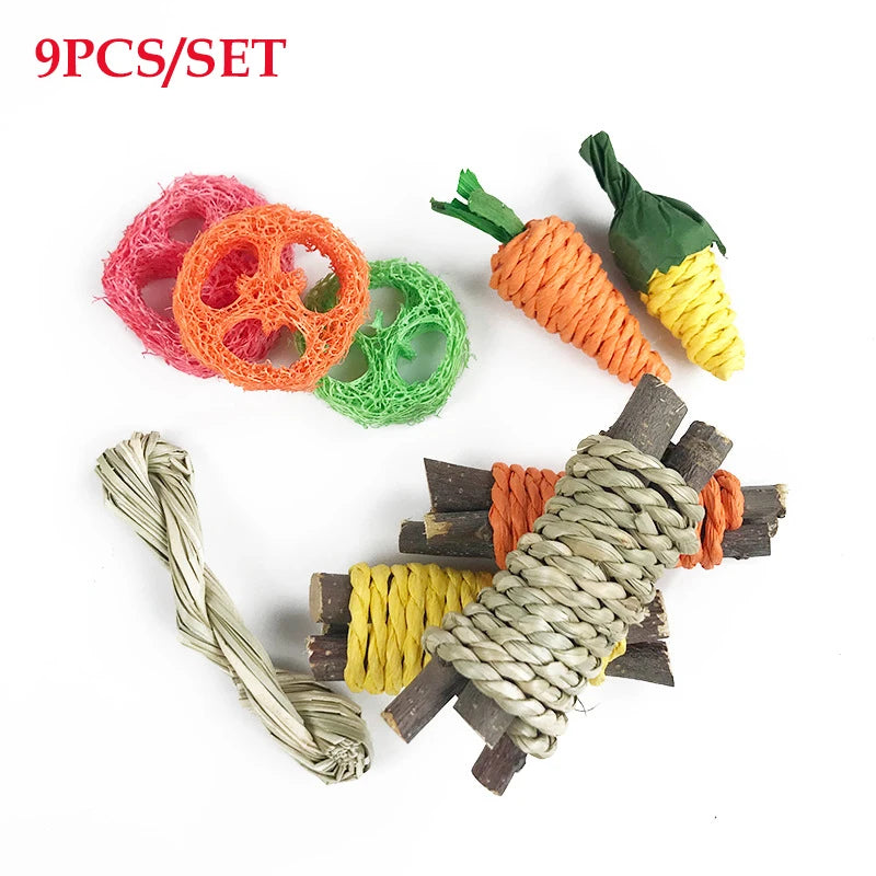 31/14/9/7pcs Guinea Pig Rabbit Chew Toys Tooth Cleaning Toy for Bunny Hamster Molar Toys for Teeth Health Rabbit Accessories