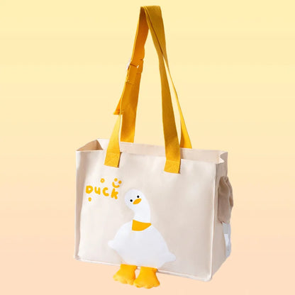Going out pet walking doll funny canvas bag breathable cat bag dog crossbody bag cat going out bag is suitable for spring