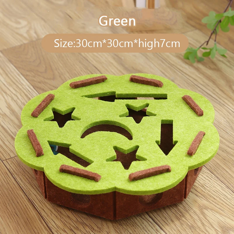 Booteely Cat Puzzle Toy Felt Puzzle Box Cat Exercise Toy with Ball Indoor Sports Entertainment Hunting Cat Toys for Indoor Cats