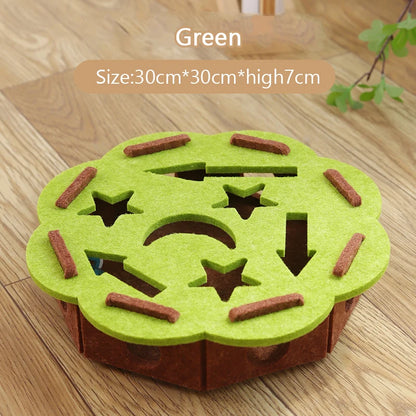 Booteely Cat Puzzle Toy Felt Puzzle Box Cat Exercise Toy with Ball Indoor Sports Entertainment Hunting Cat Toys for Indoor Cats