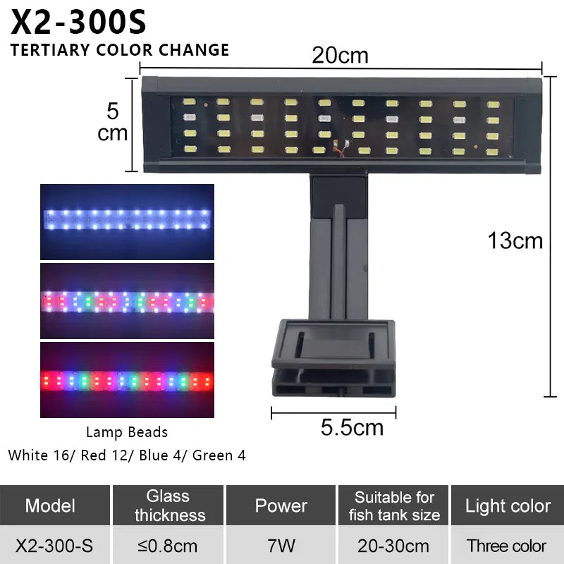 LED Aquarium European Standard 220V Fish Tank Light Ultra-thin Plant Growth Clip Light Aquarium Light Lighting 5W/7W/9W/12W