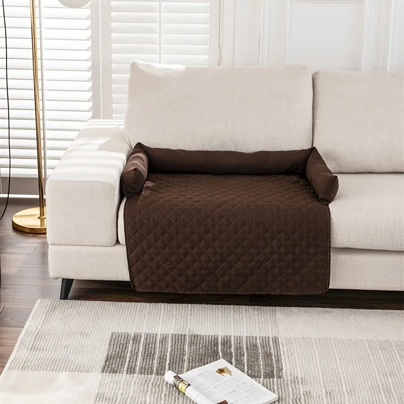 Pet Sofa Bed, Slip Resistant, Waterproof&Anti-Leakage, Washable Couch Protector with Removable Bolster Cushions, for Dogs, Cats