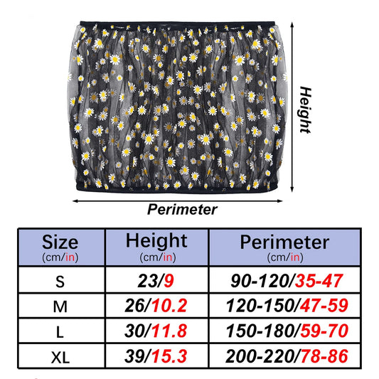 Adjustable Bird Cage Net Cover Birdcage Seed Feather Catcher Soft Skirt Guard Birdcage Nylon Mesh Netting for Round Square Cages