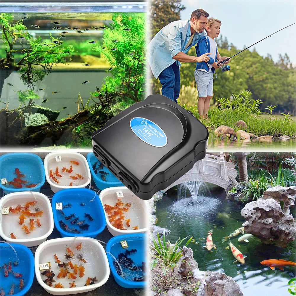 Adjustable Aquarium Air Pump 110V~220V Air Pump 3W~12W For Bedroom Fish Tank Silent Oxygen Pump Air Compressor
