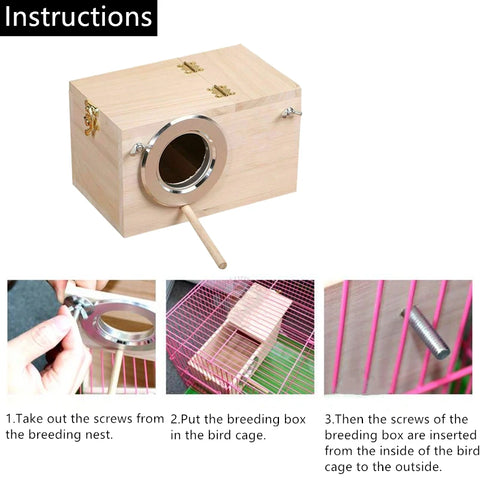 Wood Bird House Nest Birds Breeding Box Pet Bird House Nest Bird Parrot Breeding Cages Pet Accessories Home Balcony Decoration