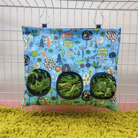 Rabbit Hay Feeder Small Animal Hanging Hay Bag for Bunny Guinea Pigs Chinchilla Feeder Food Dispensers Bag Pet Feeding Bag