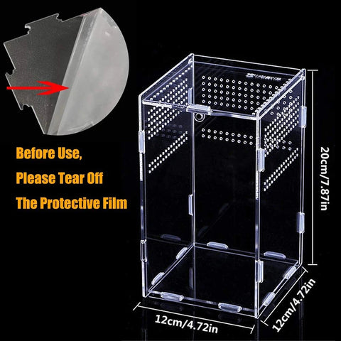 Acrylic Reptile Breeding Box Transparent Terrarium Habitat Insect Spider Lizard Scorpion Feeding Cage Arboreal Enclosure Case