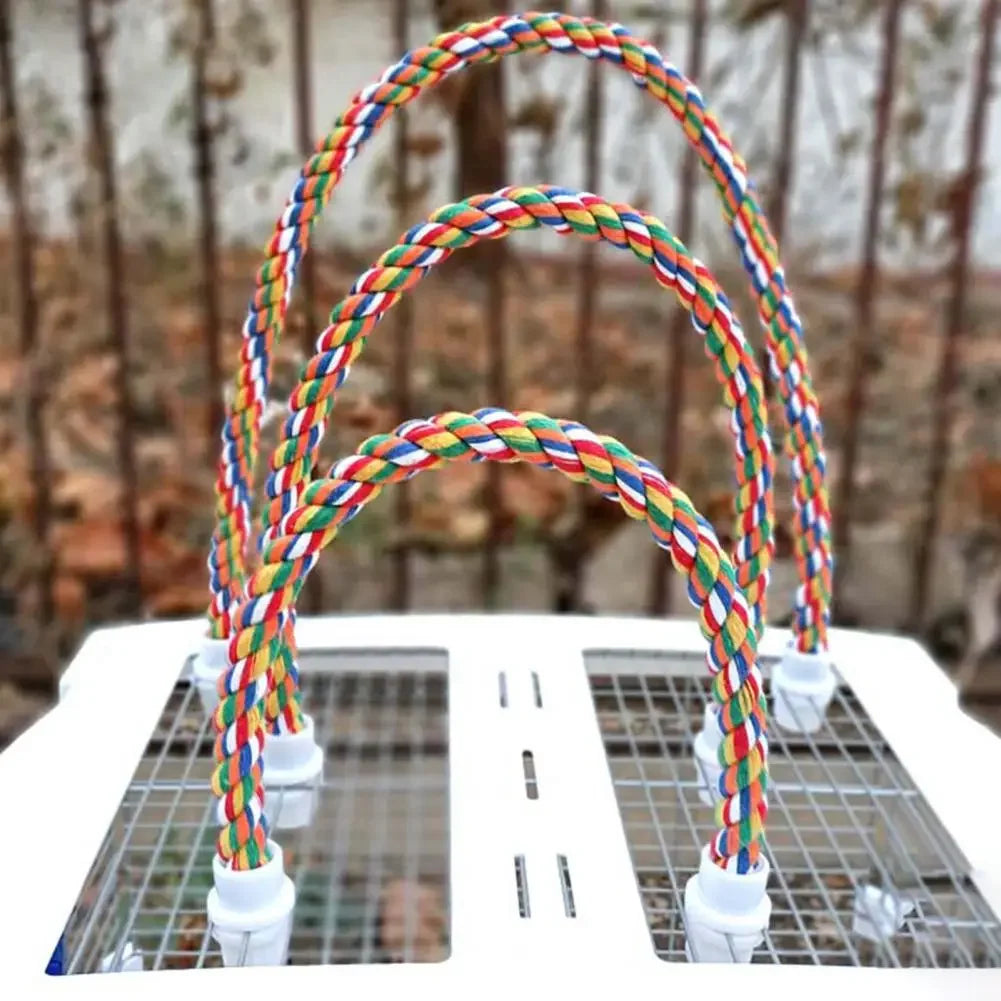 Bird Bite Toy Multi-color Parrot Standing Woven Rope Toy  Bird Chew Toy Bendable Pet Parrot Standing Perches  For Parakeet