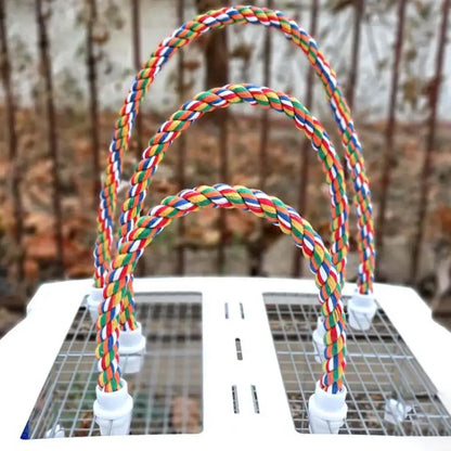 Bird Bite Toy Multi-color Parrot Standing Woven Rope Toy  Bird Chew Toy Bendable Pet Parrot Standing Perches  For Parakeet