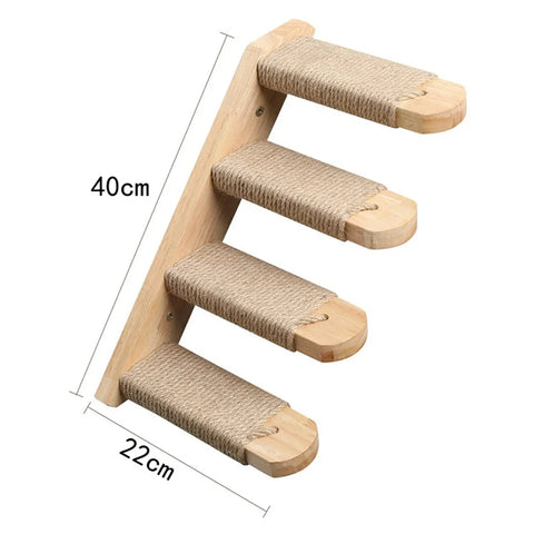 Toys Wall-mounted Activity Cat Wood Sisal Scratcher Climber Furniture Cat Bridge Rope Steps Kitten Ladder Kitten Post Wall