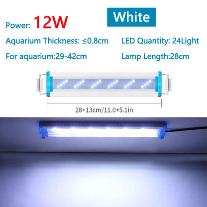 Extensible Waterproof Clip on Lamp For Fish Tank Super Slim Fish Tank Aquatic Plant Grow Aquarium LED Light 18-58cm