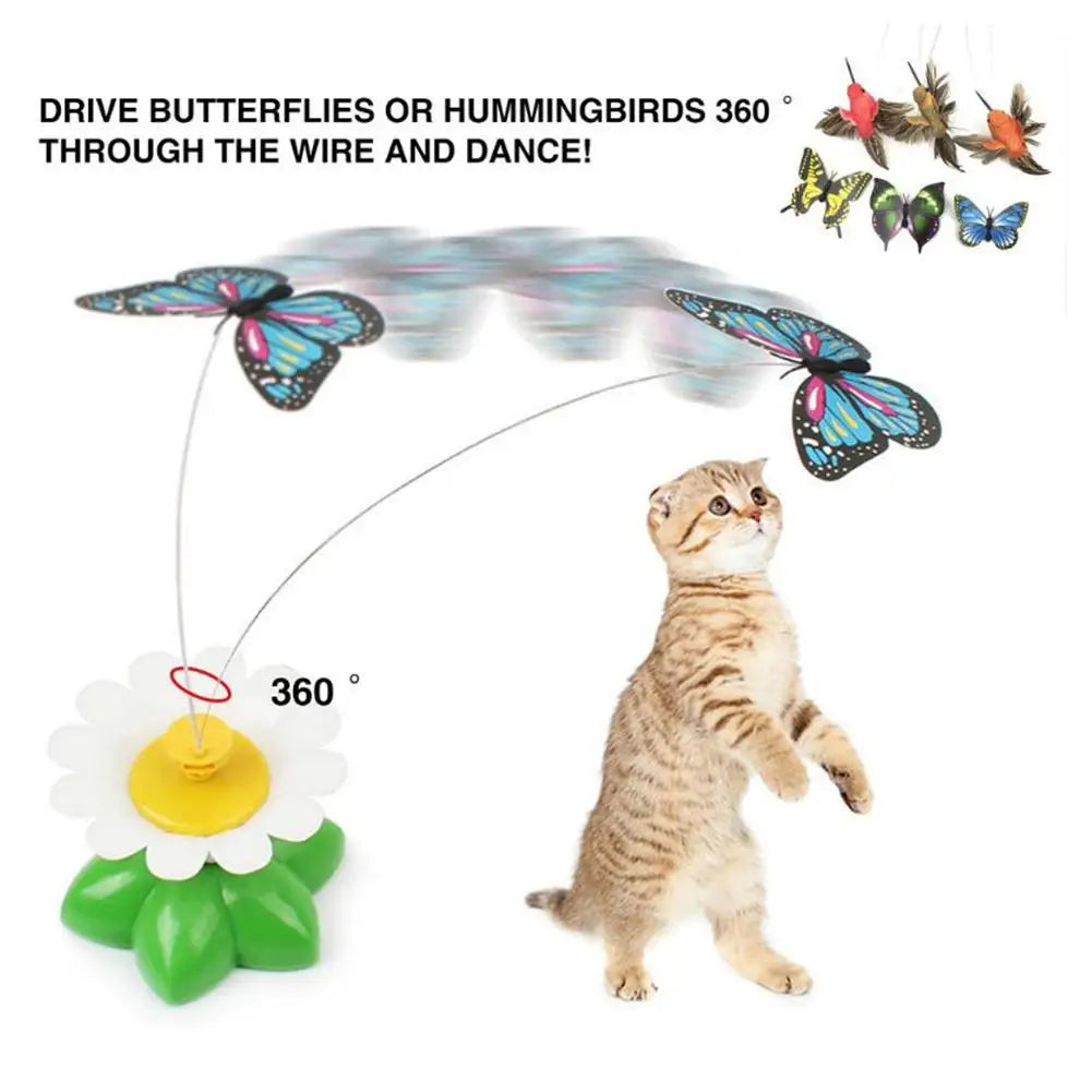 1PCS Electric Butterfly Cat Toy Shake Rotating Flying Automatic Humming Bird Intelligence Training Funny Toys