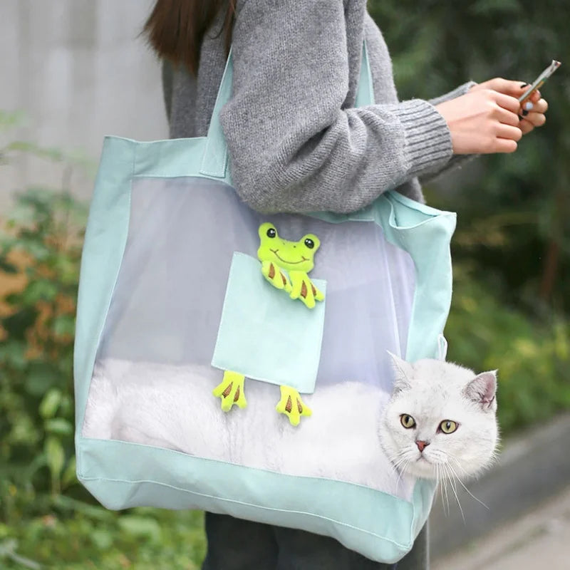 OUWO Small Cat Dog Carrier Tote Breathable Mesh Pet Carrier Bag Soft Sided Foldable Kitten Travel Bag Pet Supplies
