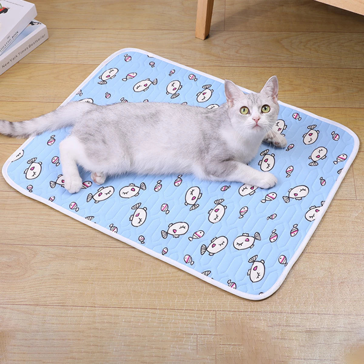Pet Mat Cartoon Pattern Dog Bed for Large Dog Mat Summer Cooling Cat Bed Soft Breathable Puppy Mat for Dogs Accessories Cat Mat