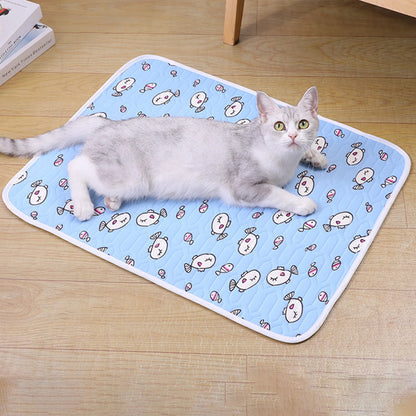 Pet Mat Cartoon Pattern Dog Bed for Large Dog Mat Summer Cooling Cat Bed Soft Breathable Puppy Mat for Dogs Accessories Cat Mat