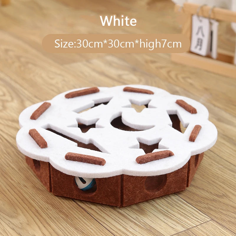 Booteely Cat Puzzle Toy Felt Puzzle Box Cat Exercise Toy with Ball Indoor Sports Entertainment Hunting Cat Toys for Indoor Cats