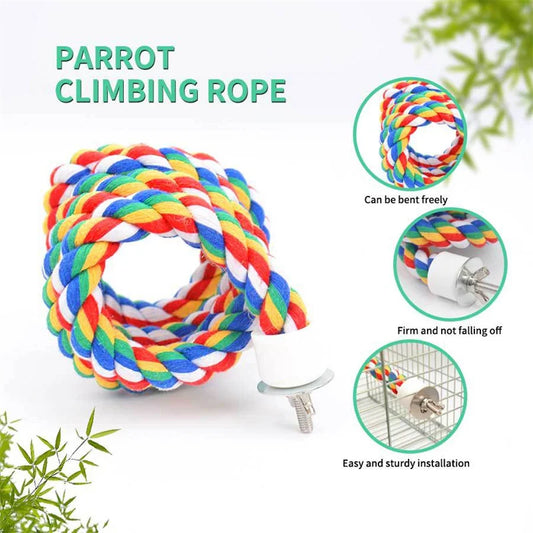 40/60/80cm Colorful Parrot Rope Hanging Braided Budgie Bird Cage Cockatiel Toy Pet Stand Accessories Ladder Swing Supplies