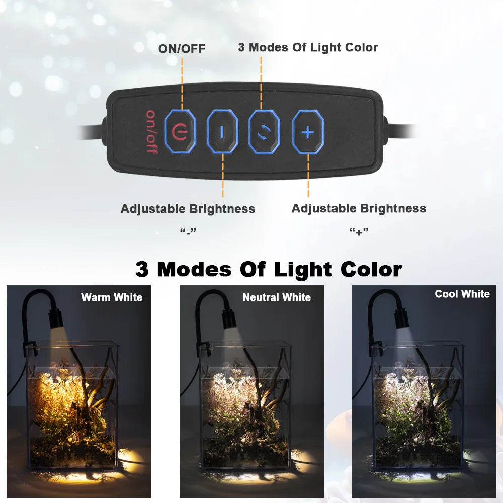 USB Aquarium Light Lighting plants Grow Light Super Slim LED 3W Aquatic Plant Lighting Waterproof Clip-on Lamp For Fish Tank