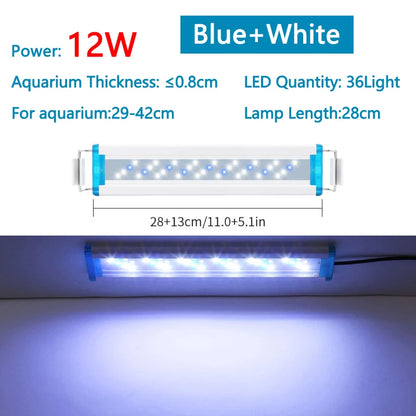 Extensible Waterproof Clip on Lamp For Fish Tank Super Slim Fish Tank Aquatic Plant Grow Aquarium LED Light 18-58cm