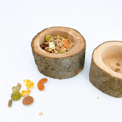 Pet Hamster Fruit Wood Food Bowl Hamster Golden Bear Squirrel Food Bowl Log Gnawing Toys for Small Animals Food Bowls D9136