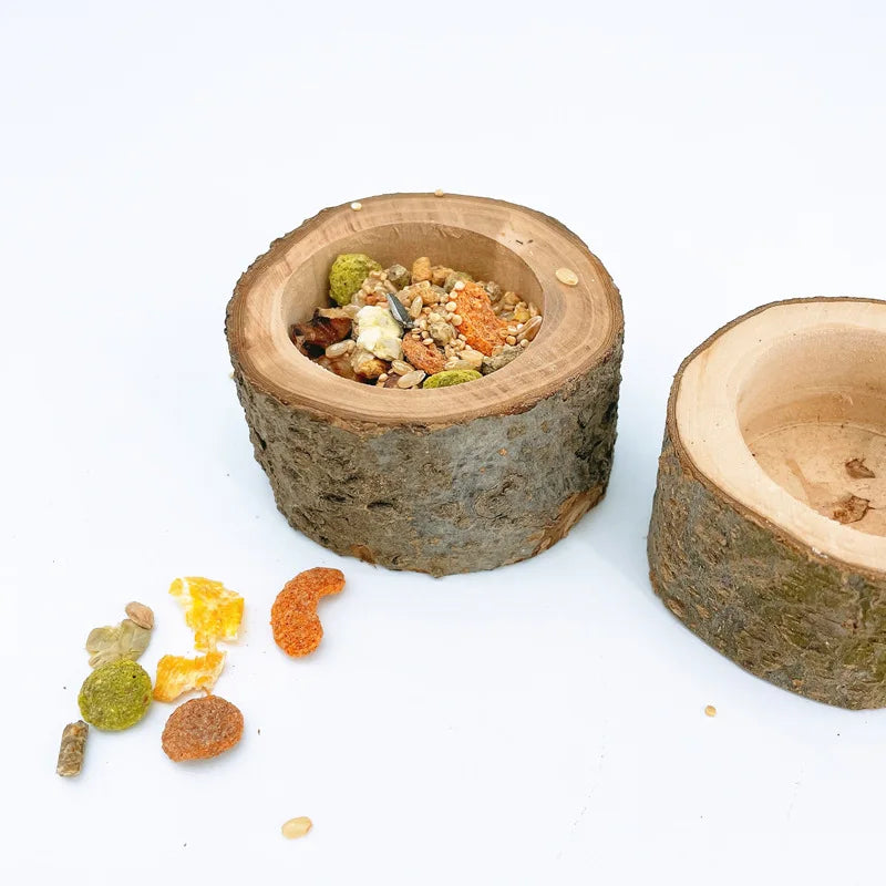 Pet Hamster Fruit Wood Food Bowl Hamster Golden Bear Squirrel Food Bowl Log Gnawing Toys for Small Animals Food Bowls D9136