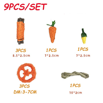 31/14/9/7pcs Guinea Pig Rabbit Chew Toys Tooth Cleaning Toy for Bunny Hamster Molar Toys for Teeth Health Rabbit Accessories