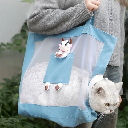 OUWO Small Cat Dog Carrier Tote Breathable Mesh Pet Carrier Bag Soft Sided Foldable Kitten Travel Bag Pet Supplies