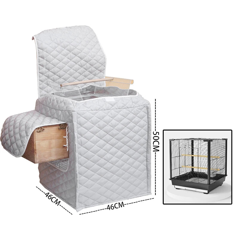 Winter Warm Bird Cage Cover Cotton Quilted Cage Cover Canopy Rain Proof Protective Parrot Cage Accessories