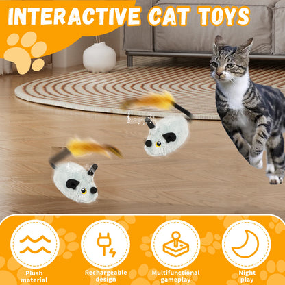 Cat Mouse Interactive Plush Toys LED Glow Electric Telecontrol Auto Rechargeable Moving Mice Toy Realistic Kitten