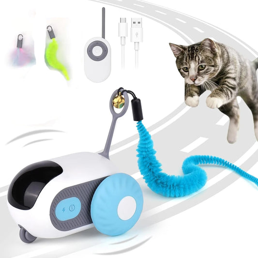 Smart Cat Toy 2 Modes Automatic Moving Remote Controlled Toy Car for Cats Interactive Playing Kitten Training Supplies