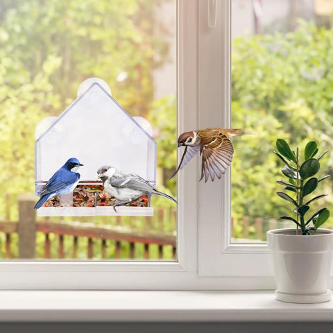 Bird Feeder Birds House for Outdoor, Window Bird Feeder with Strong Suction Cups for Wild Birds, Cardinal, Bluebird