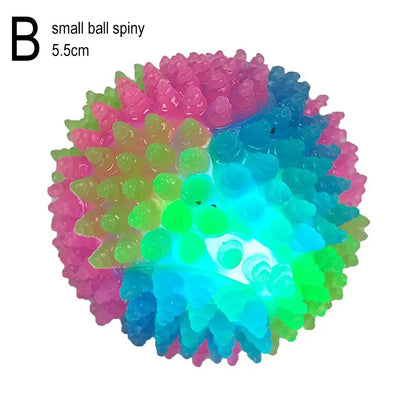 Pet Light Up Toy Ball Glowing LED Puppy Flashing Elastic Ball Toy Color Light TPR Ball Interactive Toys For Small pet