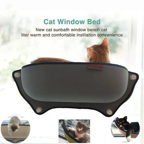 Premium Window-Mounted Cat Hammock Bed - Plush Perch Cushion with Secure Suction Cups for Cats, Ferrets, Chinchillas