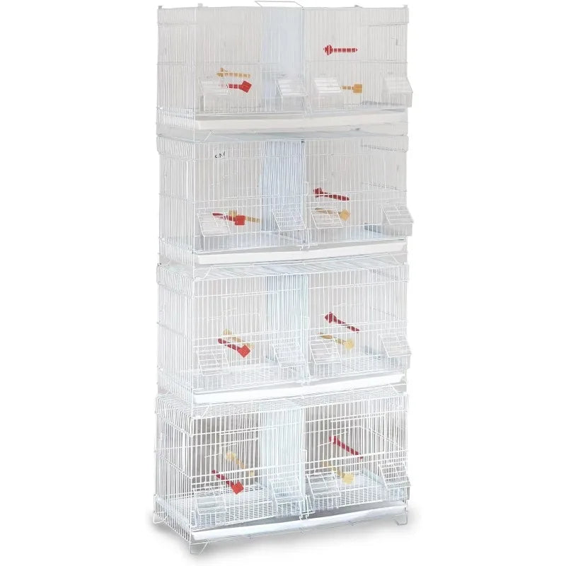 Set of 4 Stackable Breeding Bird Cage for Canary Finch Small Birds (White)