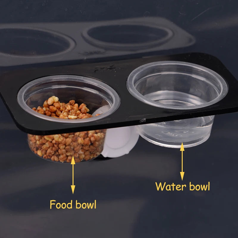 Reptile Feeder with Suction Cup Reptile Feeders Feeding Bowls  Food Container with Bowl for Reptile Food and Water Feeding